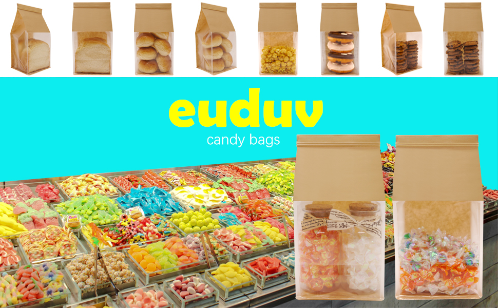 treat bags bakery bags with window bakery bread candy bags cookie bags for packaging brown kraft bag