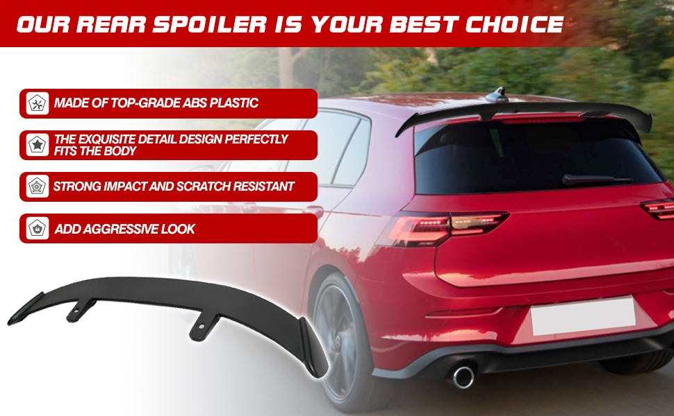 Acmex 52Inch Universal Rear Spoiler, Hatchback GT Style ABS Racing Spoiler Wing