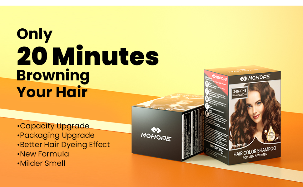 MOHOPE Dark Brown Shampoo for Grey Hair 30ml x 10Pcs