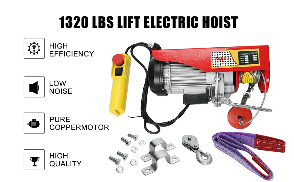 buripes 1320 LBS Lift Electric Hoist with Remote Control