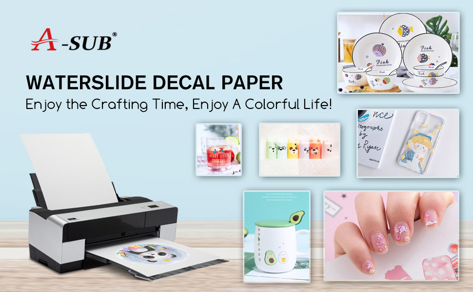 ASUB Waterslide Decal Paper for Inkjet Printers 20 Sheets