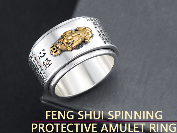 yo silver 月甲丸リング　ring accessory 925 Seiyang Feng Shui Ring 925 Sterling Silver Chinese Mantra