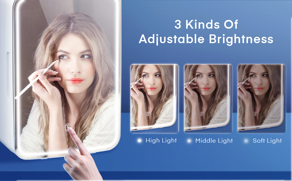 NORTHCLAN 10L/11 Cans Mini Skincare Fridge with Mirror, 3