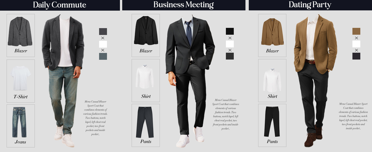 Mens Suit Jackets Knitted Business Blazer Regular Fit Sport Coat One Button Casual Jacket