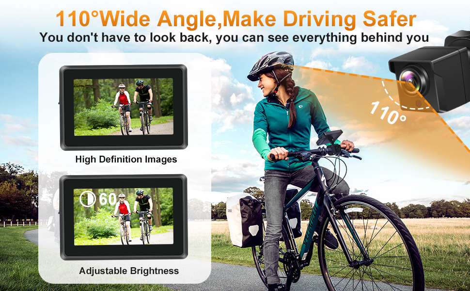 ATOVANKA Bike Rear View Camera,Bike Rear View Mirror with 4