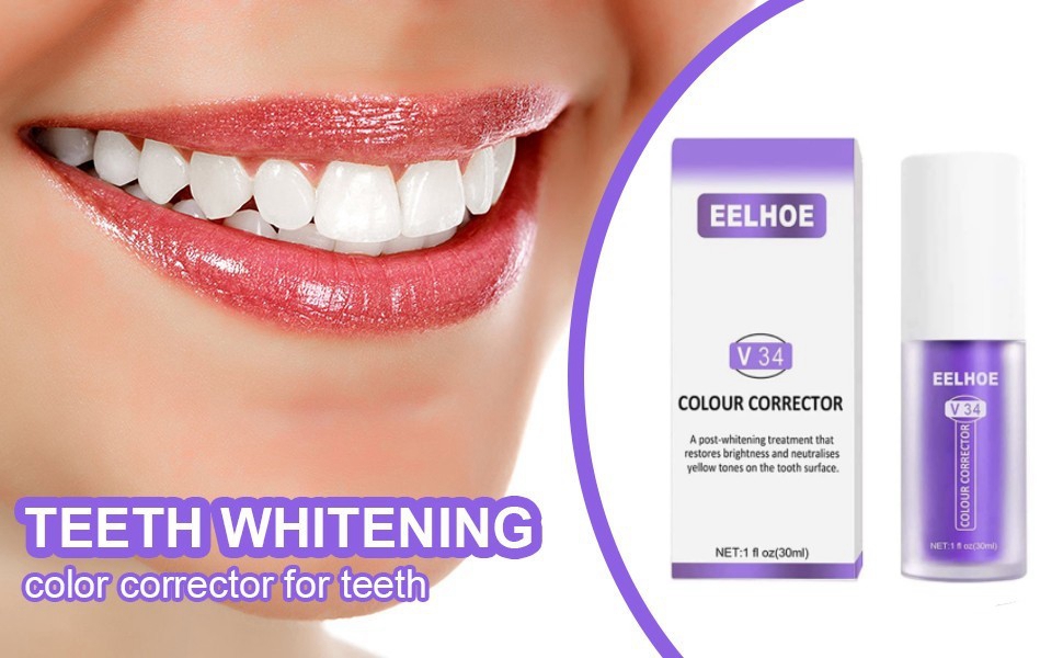 V34 Colour Corrector Toothpaste Foam, Whitening Toothpastes Stain