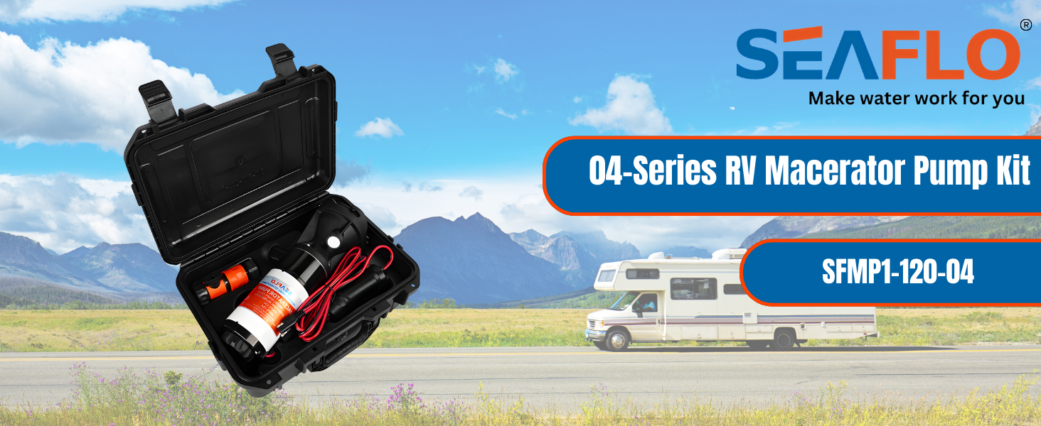 Seaflo 12GPM 45LPM RV Macerator Pump Kit 04-Series For RV/Tanks/Septic use/Septic Station