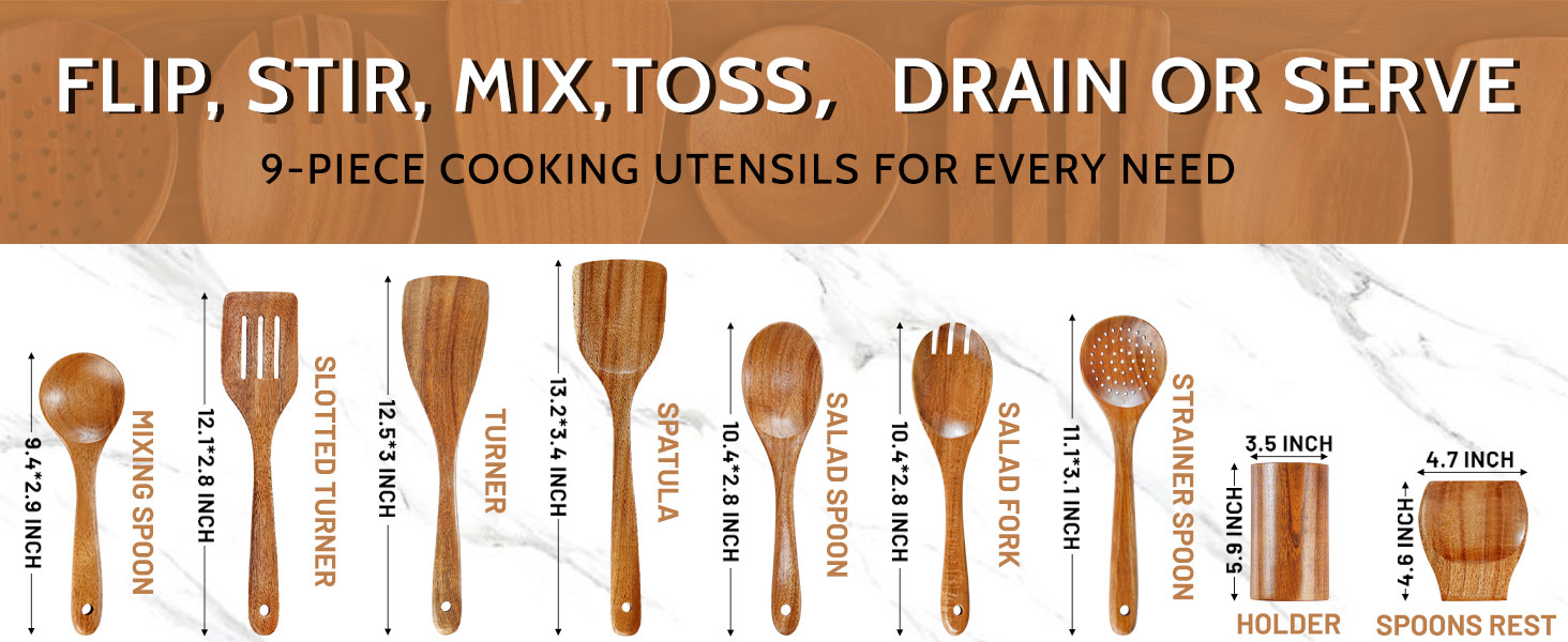 teak wooden utensil set,wooden cooking utensils,kitchen utensils,wooden kitchen utensil set