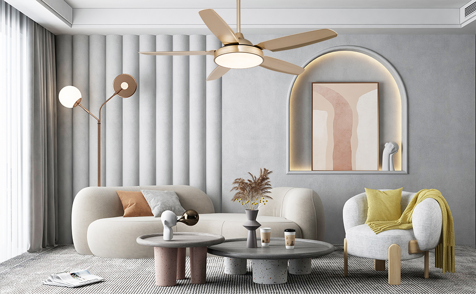 gold ceiling fan with light