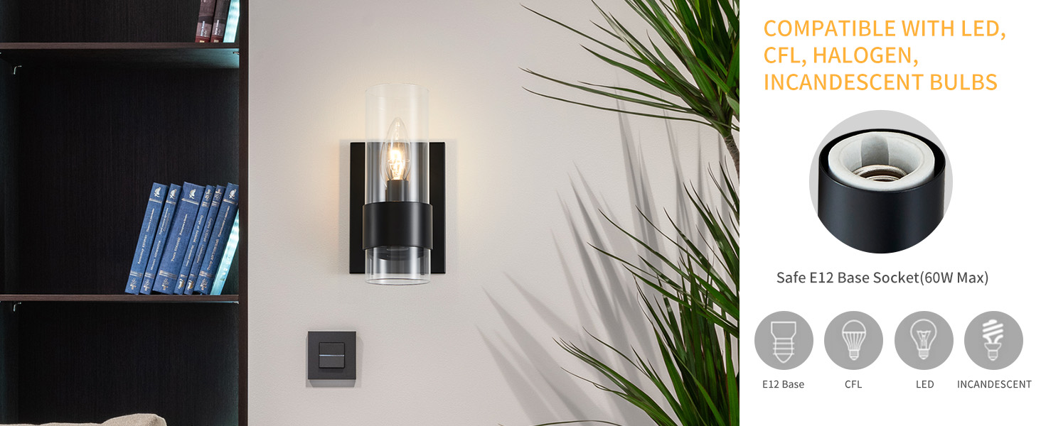 WUZUPS Set of 2 1Light Bathroom Wall Light Fixture Over Mirror Flat