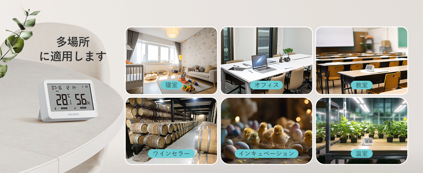 INKBIRD Bluetooth 温湿度計 6-in-1 多機能 室内 温度計 湿度計