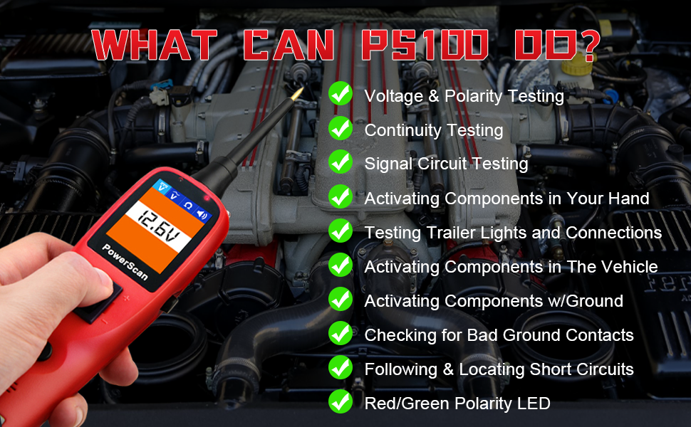 Autel PowerScan PS100 Power Circuit Probe Kit - 12V 24V Car Circuit ...