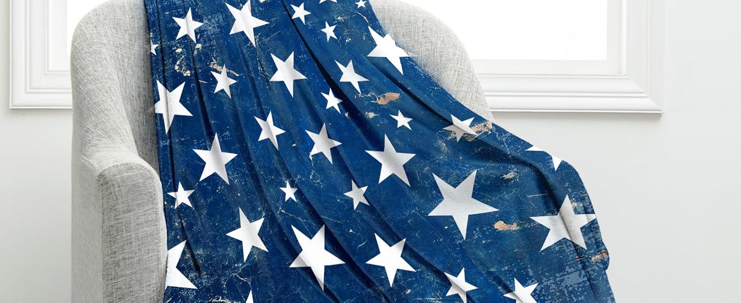 Jekeno American Flag Star Blanket Gifts for Men Women