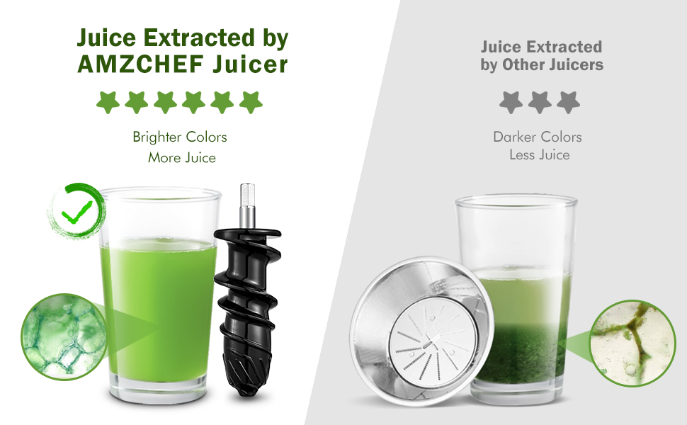 AMZCHEF Juicer Machines Cold Press Slow Juicer Masticating Juicer