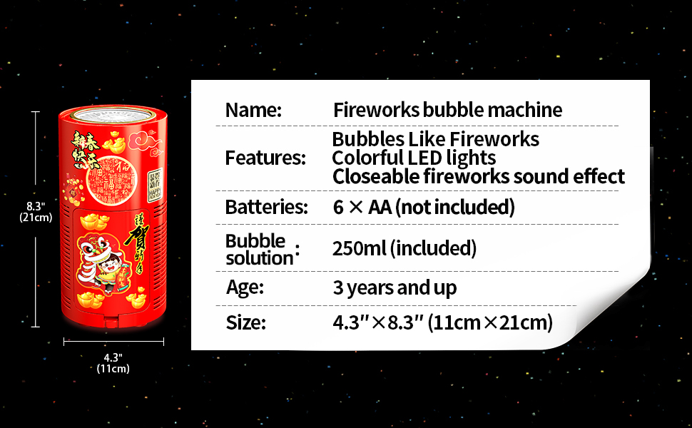 Ivtivfu Fireworks Bubble Machine (20 Holes with 250ml