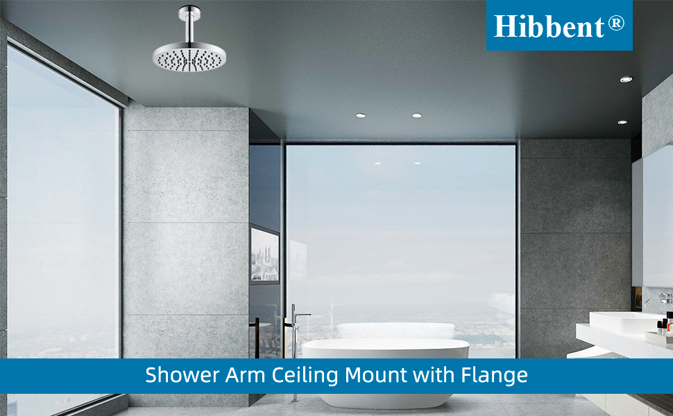Hibbent All Metal Ceiling Mounted Shower Arm, 4 Inch Shower Head