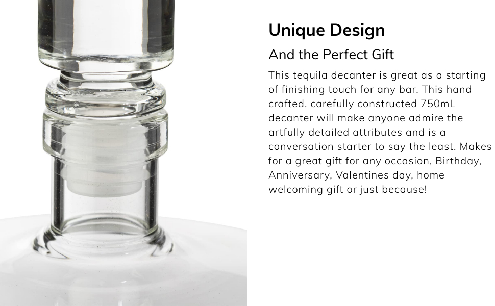 Tequila Decanter With Agave Plant, Glass Agave Decanter