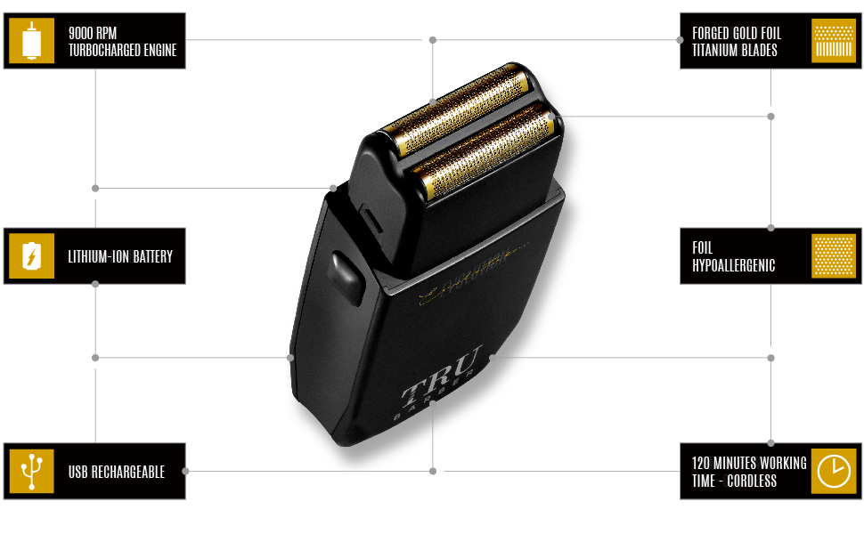 TRU BARBER Electric Foil Shaver Evolution 9.000 RPM Barber