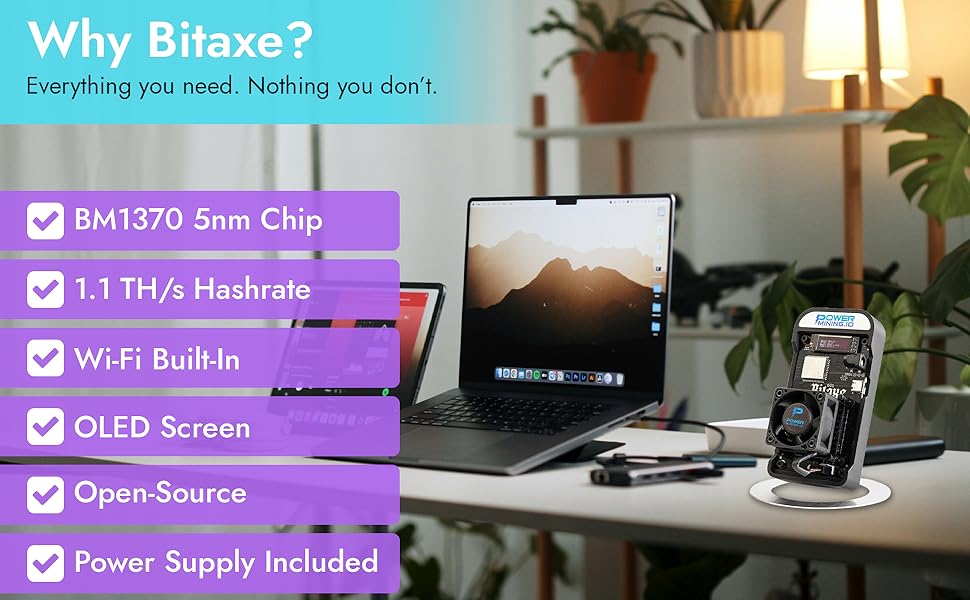 Bitaxe Gamma 601 ASIC Bitcoin Miner | 1.1 TH/s @ 18W | BM1370 Chip (Antminer S21 Pro) | Wi-Fi | USB-C | AxeOS | Open Source | Made in Europe | Incl. Power Supply & Stand 20 6