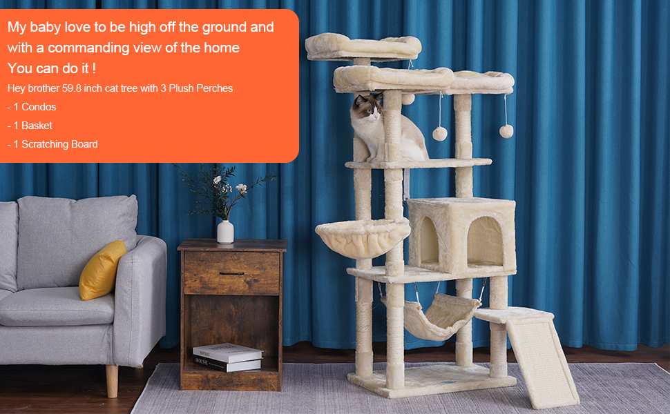 Heybrother MultiLevel Cat Tree, Large Cat Tower with