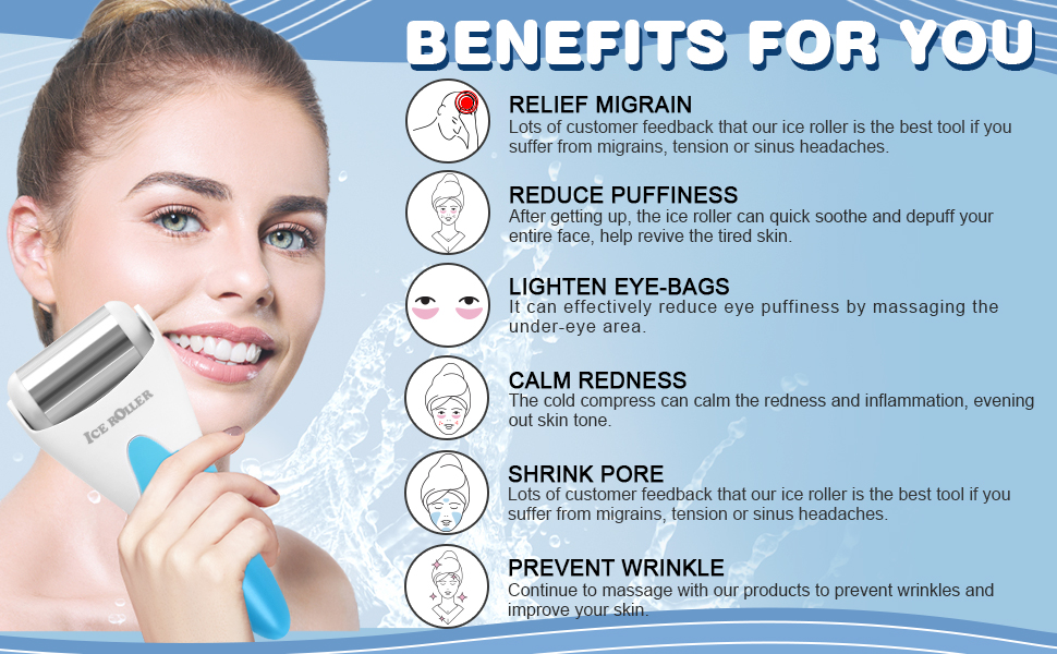 ESARORA Ice Roller, Ice Roller for Face & Eye, Puffiness, Migraine, Pain Relief and Minor Injury