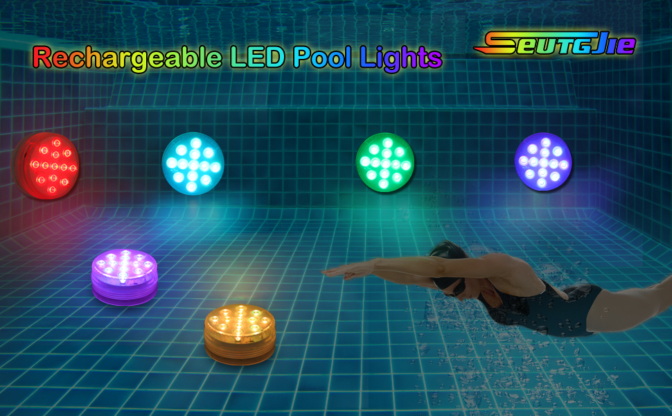 Seutgjie Rechargeable Submersible LED Pool Lights with RF