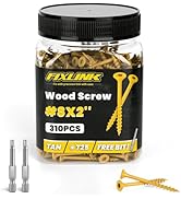 Wood Screws 2 Inch, FIXLINK Deck Screws #8 x 2, 310pcs, Epoxy Coated, T25 Star Bit Above 1500 Hou...