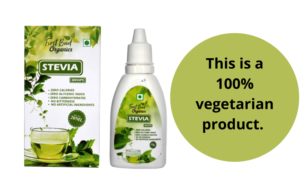 First Bud Organics Stevia Drops (20ml), Pure Stevia Leaf Extract, Zero