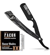 Facón Straight Razors for Men - Professional Barber Straight Edge Razor Kit with 100 Blades, Wood...