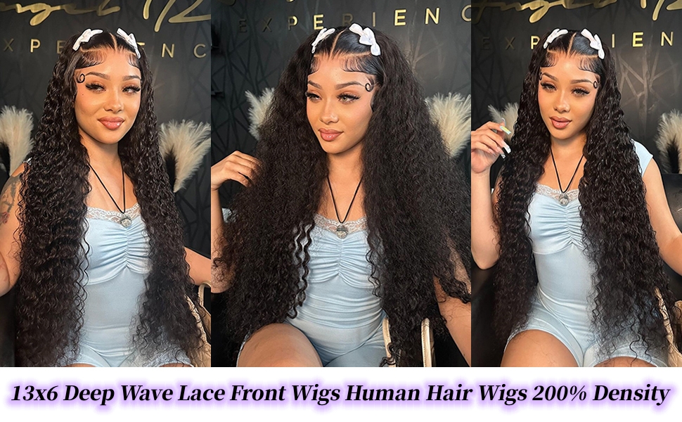 Deep Wave Lace Front Wigs Human Hair Pre Plucked