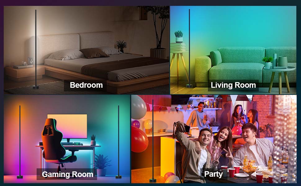 Miortior Corner Floor Lamp Smart RGB LED Corner Lamp with App and