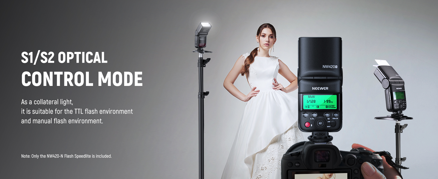 NEEWER NW420N Mini TTL Speedlite Flash, 2.4G Master Slave Mode GN36 HSS Speedlight