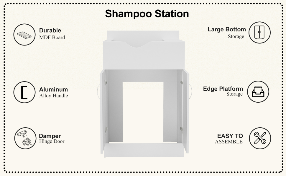 Paddie White Shampoo Backwash Station for Salons, Salon