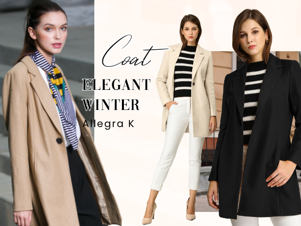 Amazon.com: Allegra K Women's Winter Overcoat Notched Lapel