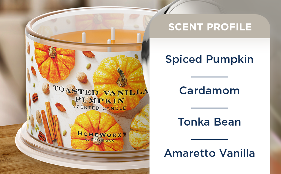 HomeWorx Toasted Vanilla Pumpkin Candle, Premium Scented 18