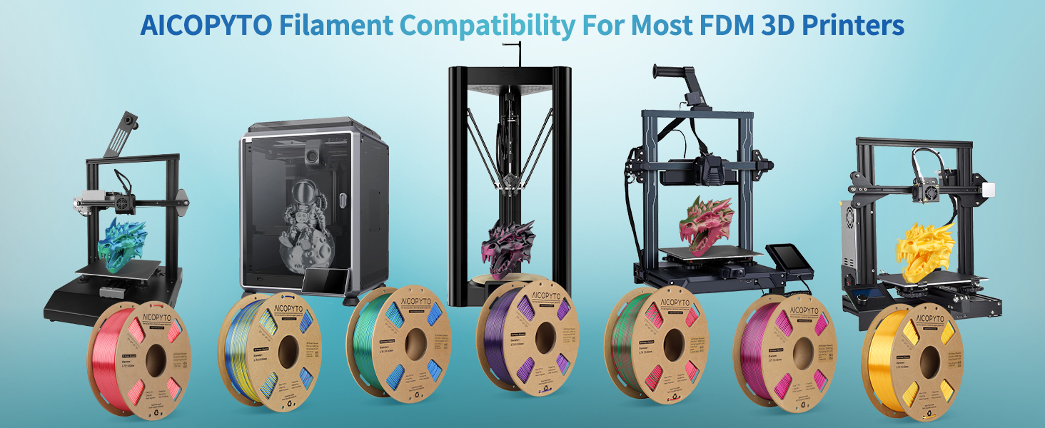 Silk PLA 3D Printer Filament Bundle, Shiny Dual Color Filament 1.75mm Pack, Multi Color Change 3D Printing Filament for Most FFF 3D Printer,1KG X 4 Spools 21 pla filament silk