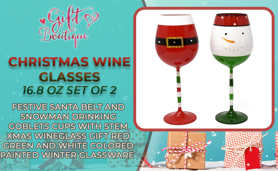 Christmas Wine Glasses- set of 2 wine goblets