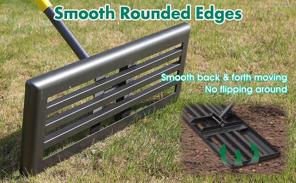 Lawn Leveling Rake, 6FT 26"x10" Levelawn Tool with Curved Edge, Heavy