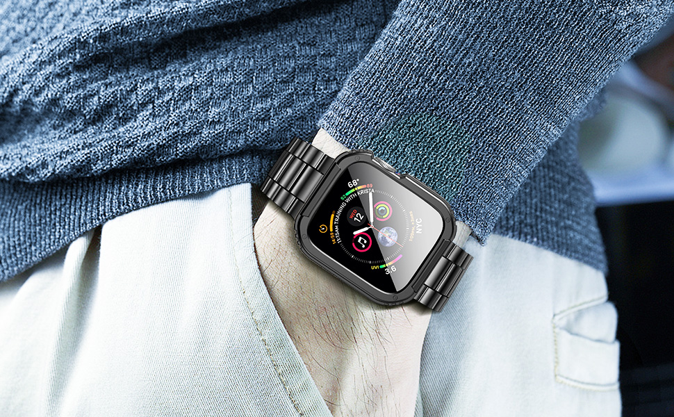 apple watch series 44mm 6 se 5 4 tempered glass screen protector case cover