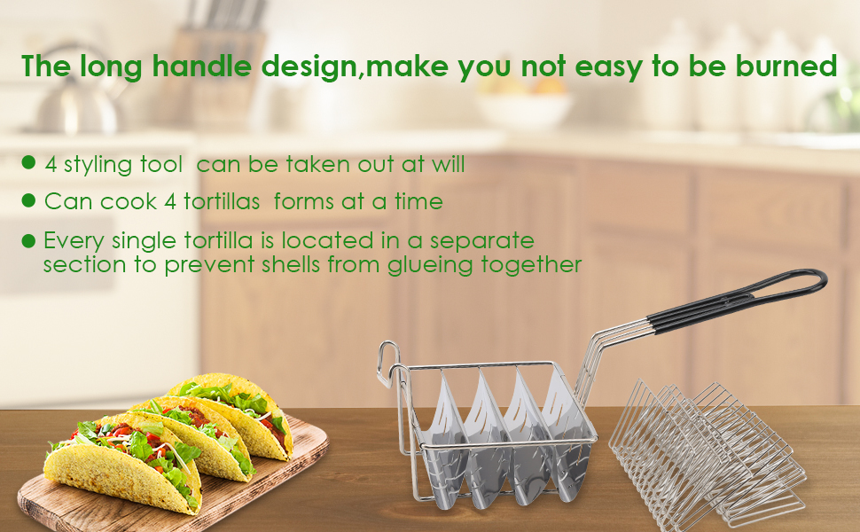 FAMKIT Taco Fryer Basket, Taco Shell Fryer, Holds 4 Shells