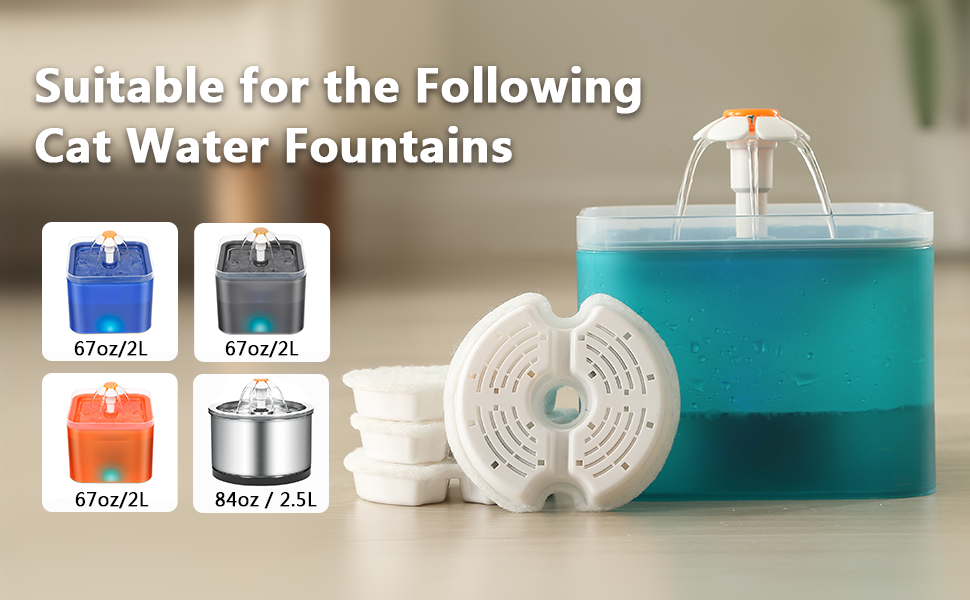 PewinGo Cat Water Fountain Filter 4 Pack, Multiple