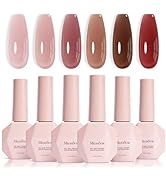 MelodySusie Jelly Gel Nail Polish Set,6 Transparent Colors,Milky or Jelly Texture,Autumn and Wint...