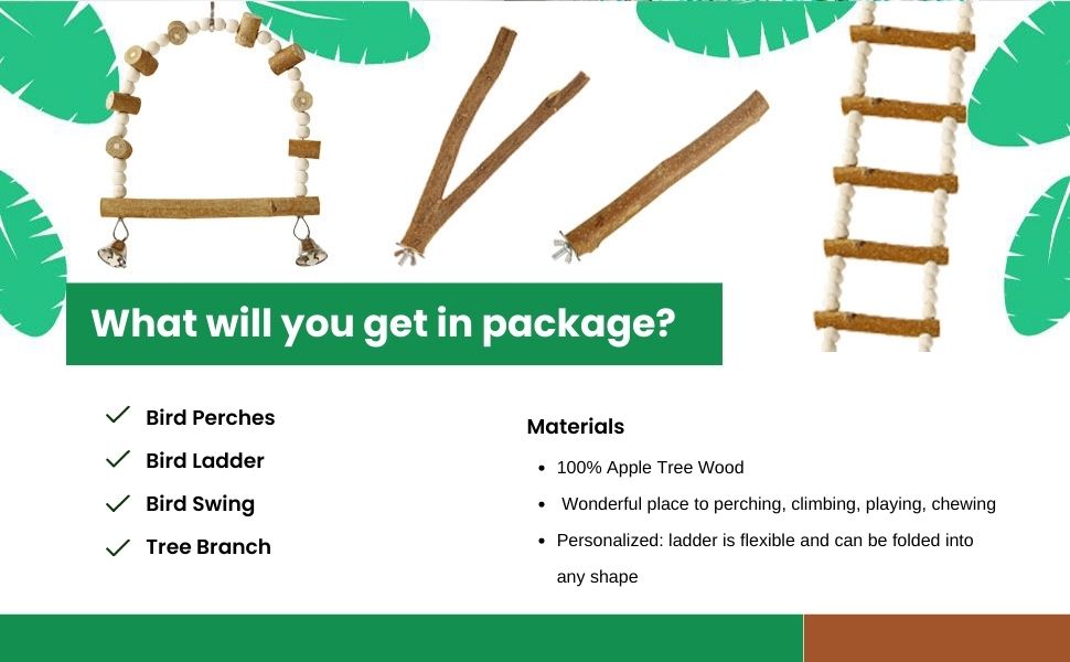 Parakeet Cockatiel Toys Swing for Birds, Large Bird Perch Stand, Parrot Conure Laddder