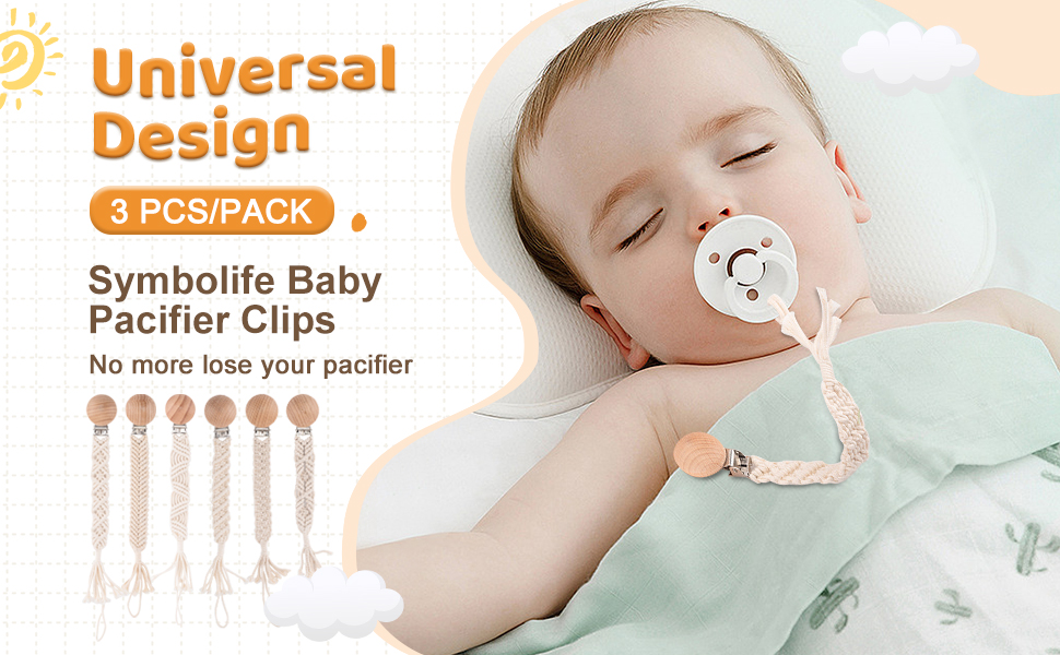 Symbolife Boho Pacifier Clip for Boys Girls Pacifier