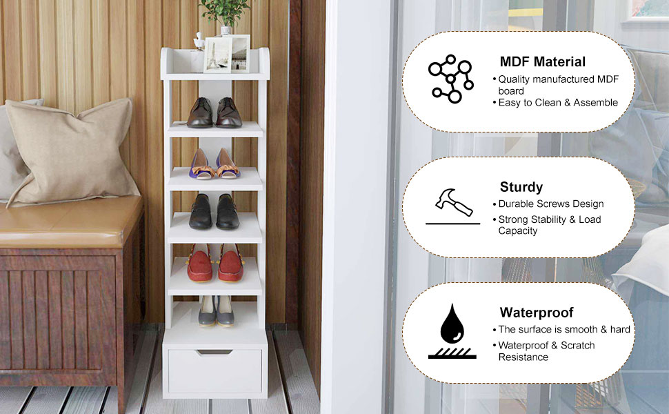 BURENMTO 6Tier Vertical Shoe Rack for Small Spaces,Tall