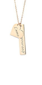 big engraved heart name initial mothers day gift bar charm necklace gold