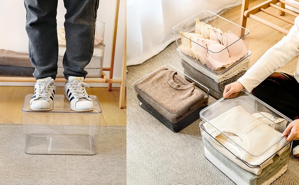clear storage bin four sizes Pantry under bed Shoe Decorative Outdoor Large