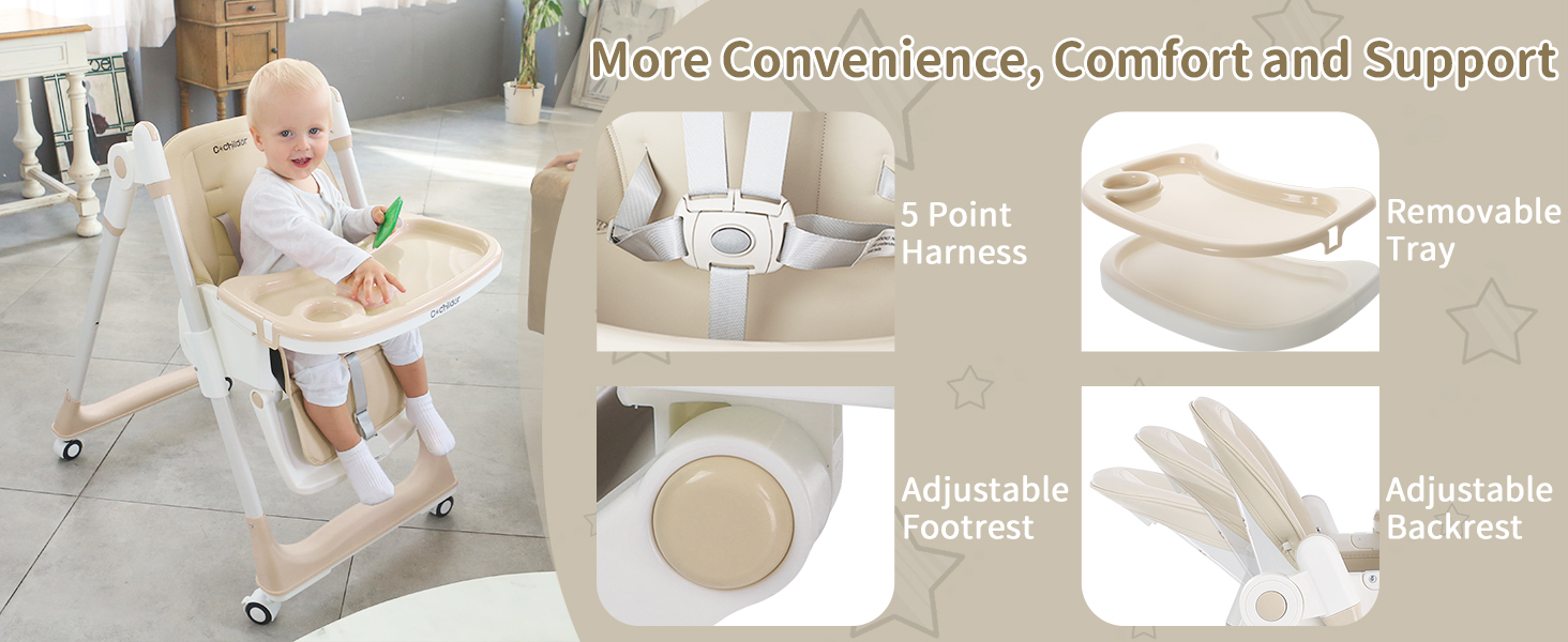 Cochildor Adjustable Height High Chair