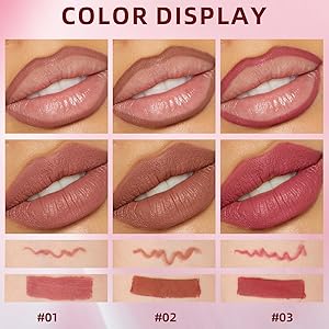 3 Pcs Matte Liquid Lipstick and Lip Liner Set, Long-Lasting Waterproof Nude Shades