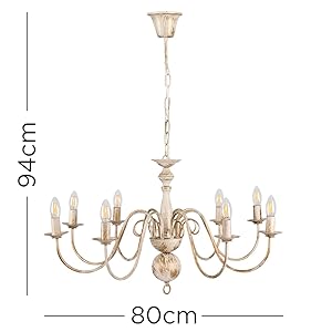 Large Retro Style 8 Way Ceiling Light Chandelier Fitting in a Distressed Effect Finish